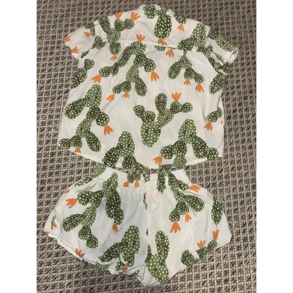 Piyama Kid's Pajama Pj 2 Piece Set 100% Rayon Natural Fiber Size 4 Cactus Plants